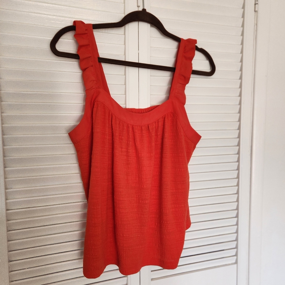 Banana Republic Red Loose Sleeveless Top With Ruffles